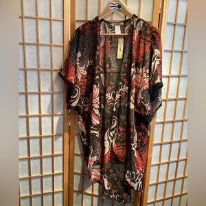 Love Squared Floral Paisley Kimono Sleeve Duster Women's Size Small